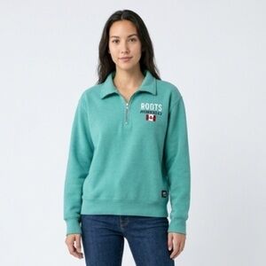 RARE: Roots vintage teal 1/4 zip unisex sweatshirt